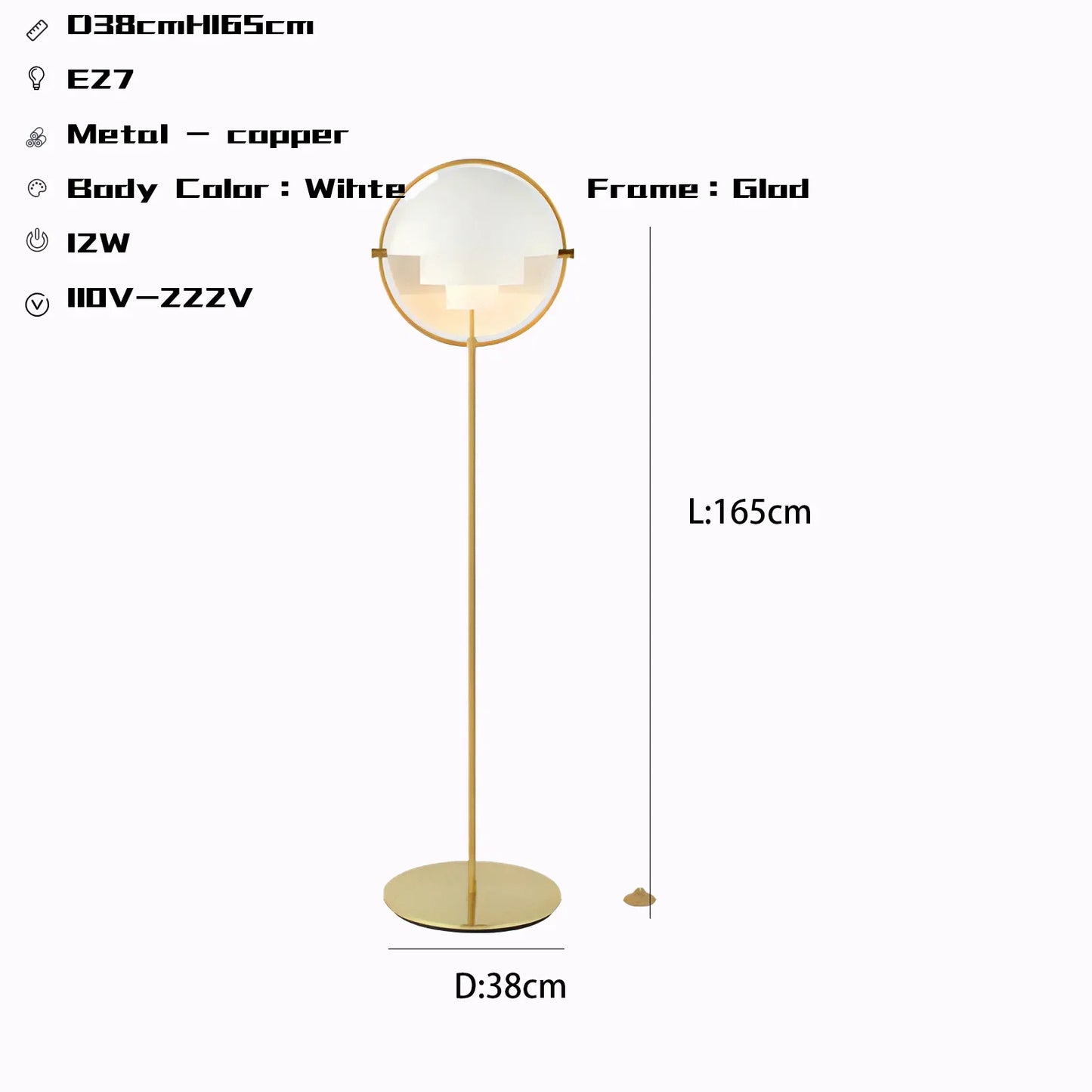 DecorBites™ Black Gold Metal Floor Lamp for Modern Living Room and Bedroom Décor