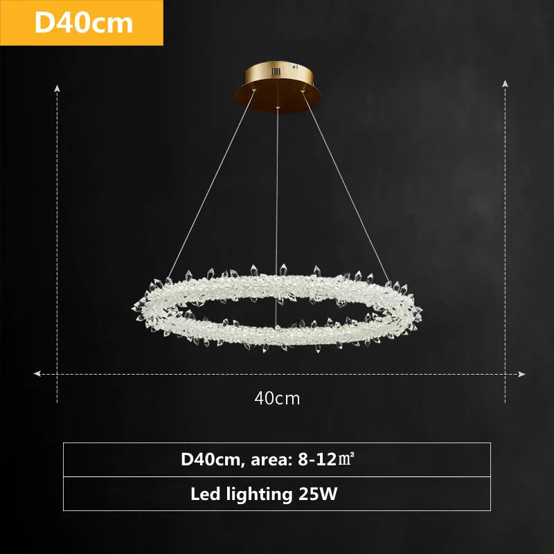 DecorBites™ Luxe Crystal Pendant Light - Dimmable LED Art Deco Circle Lamp