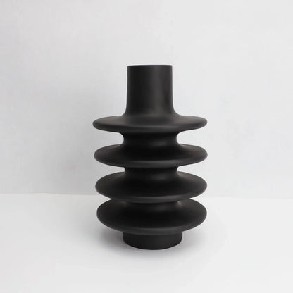 DecorBites™ Geometric Circle Spiral Black Resin Vase - Home Decor Flower Pot