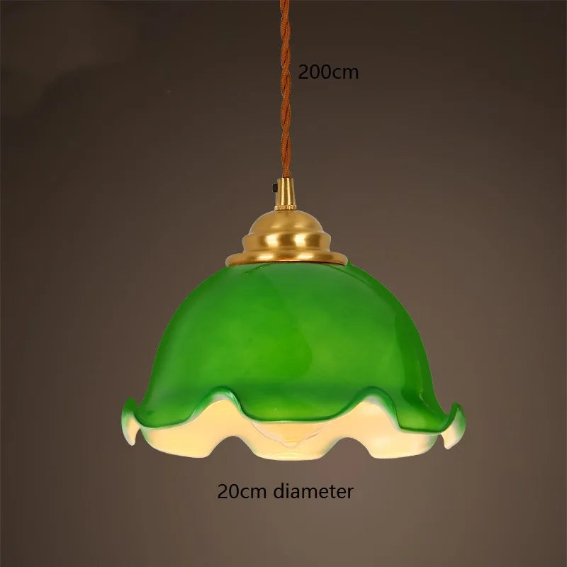 ™ Green Glass LED Pendant Light for Home, Restaurant, Bar, and Loft Style Decor.
