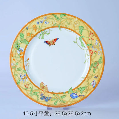 DecorBites™ Bone China Dinnerware Set: Plate, Tea Cup, Saucer, Tray, Coffeeware, Kitchen dining