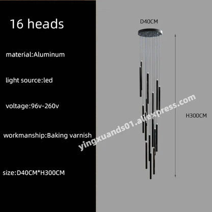 DecorBites™ LED Chandelier Stairs Pendant Ceiling Lamp for Hotel Lobby Decor