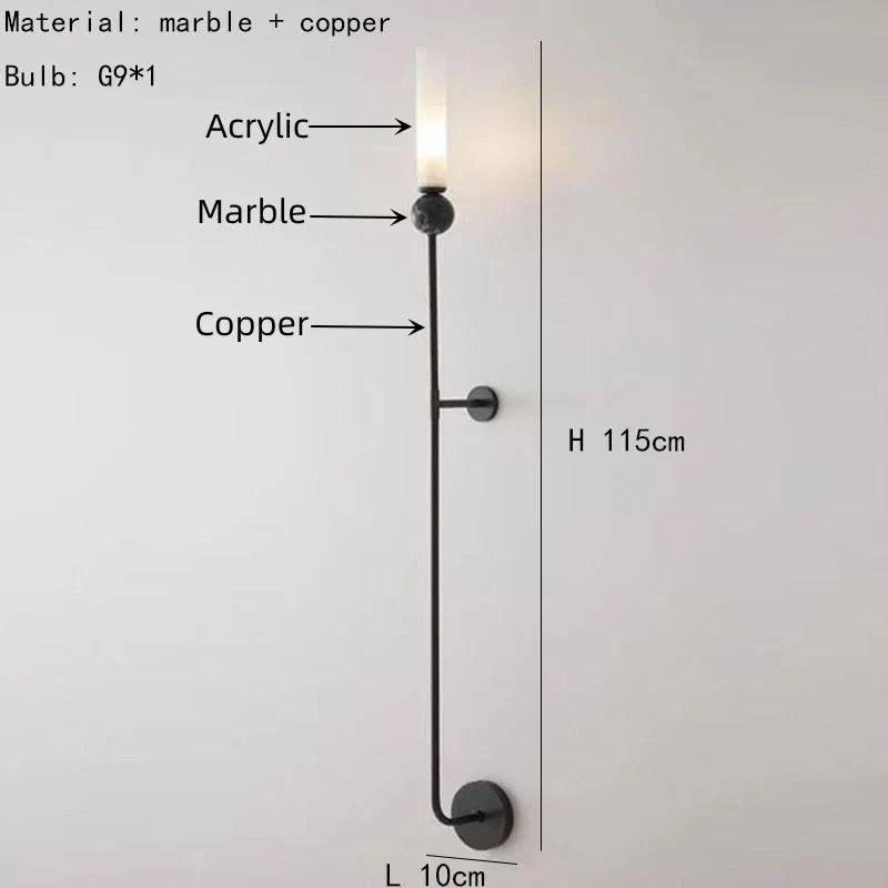 DecorBites™ Black Green Marble Wall Lamp Sconce with Copper Acrylic Lampshade