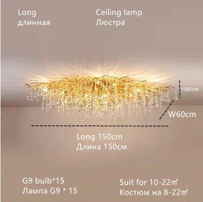 DecorBites™ Crystal Water Drop Chandelier – Luxury Ceiling Light for Hotels, Restaurants, Villas