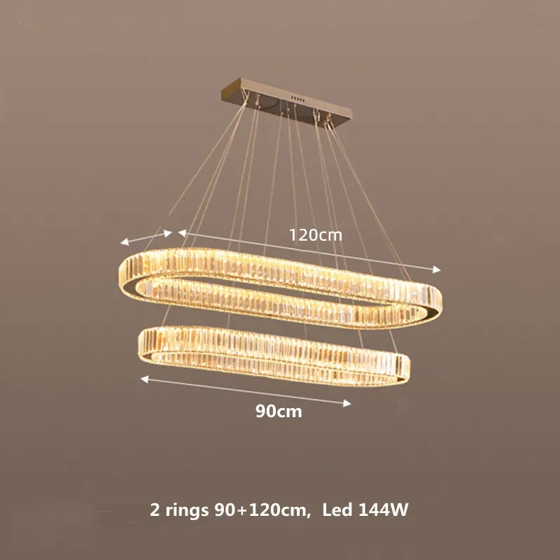 DecorBites™ Crystal Chandelier Pendant Lights Dimmable LED Oval Lustre Hang Lamp