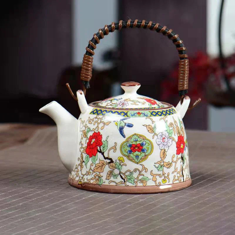 DecorBites™ Blue and White Porcelain Teapot 900ml Clay Heated Kettle Puer Tea Cup Set