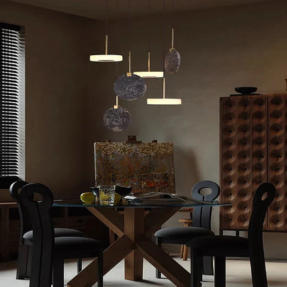 DecorBites™ Burlywood Marble LED Ceiling Chandelier for Living Room