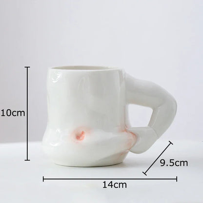 DecorBites™ Creative Pinch Belly Ceramic Cup Set for Dining Table Coffee Milk Tea Juice