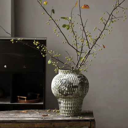 DecorBites™ Coarse Pottery Vase Chinese Retro Porcelain Floral Arrangement Home Decor