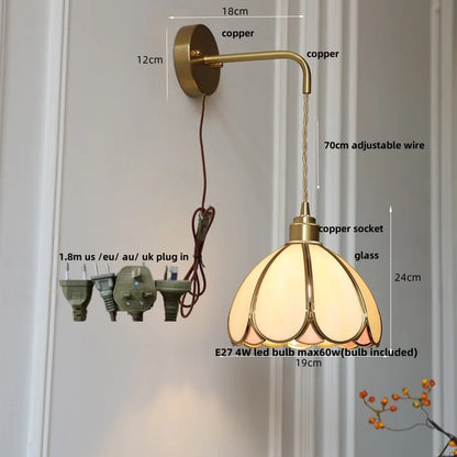 DecorBites™ Amber Glass LED Wall Light for Bedroom & Staircase - Modern Nordic Plug-In Fixture