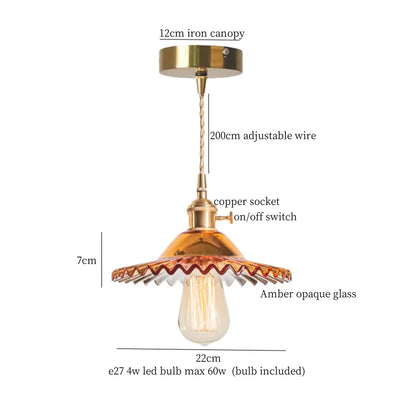DecorBites™ Green Brass Glass LED Pendant Light for Kitchen Cafe Bar Loft Decoration