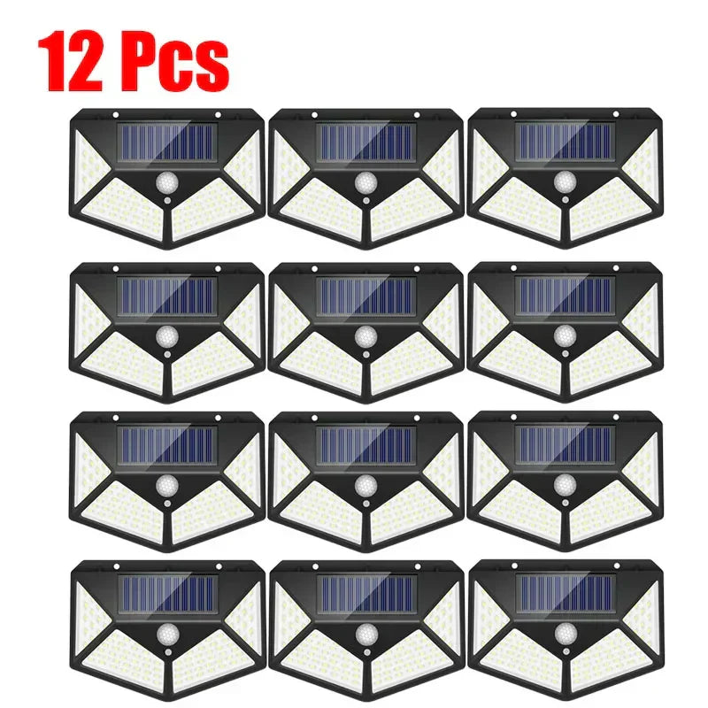 DecorBites™ 100LED Solar Powered Outdoor Wall Lamp with PIR Motion Sensor