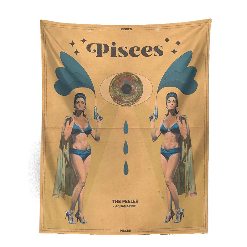 DecorBites™ Constellation Tarot Tapestry: Retro Modern Woman Wall Hanging & Room Decor