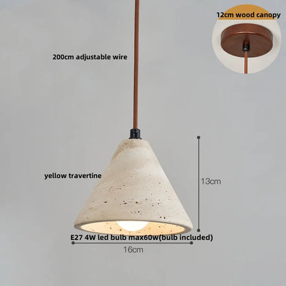 DecorBites™ Japanese Style LED Pendant Lights Wood Canopy Cement Lampshade