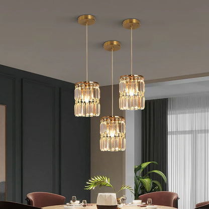 DecorBites™ Crystal Copper LED Chandelier Pendant Light Modern Luxury Ceiling Lamp