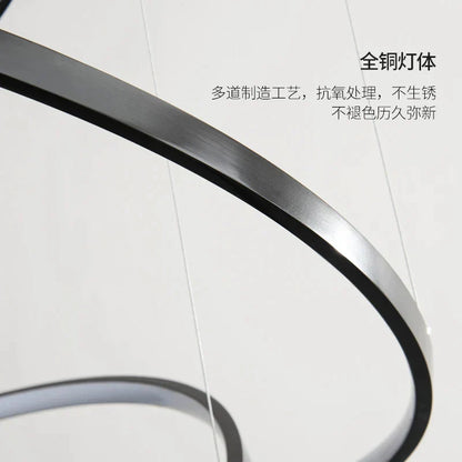 DecorBites™ Copper Circle Chandelier: Modern Minimalist Luxury for Living Room, Restaurant, Villa Staircase