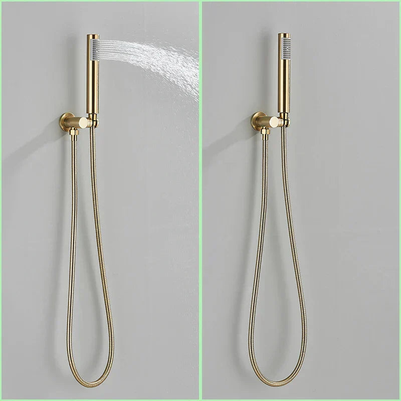 DecorBites™ Brushed Gold Shower Faucet Set Wall Mount Rainfall Shower System