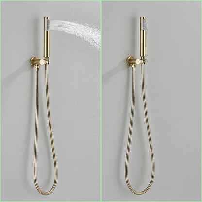 DecorBites™ Brushed Gold Shower Faucet Set Wall Mount Rainfall Shower System