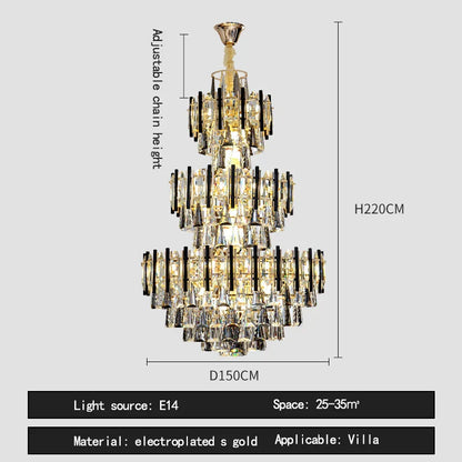 DecorBites™ Crystal Loft Chandelier: Modern Luxury Pendant Light for Living Room or Hotel Lobby