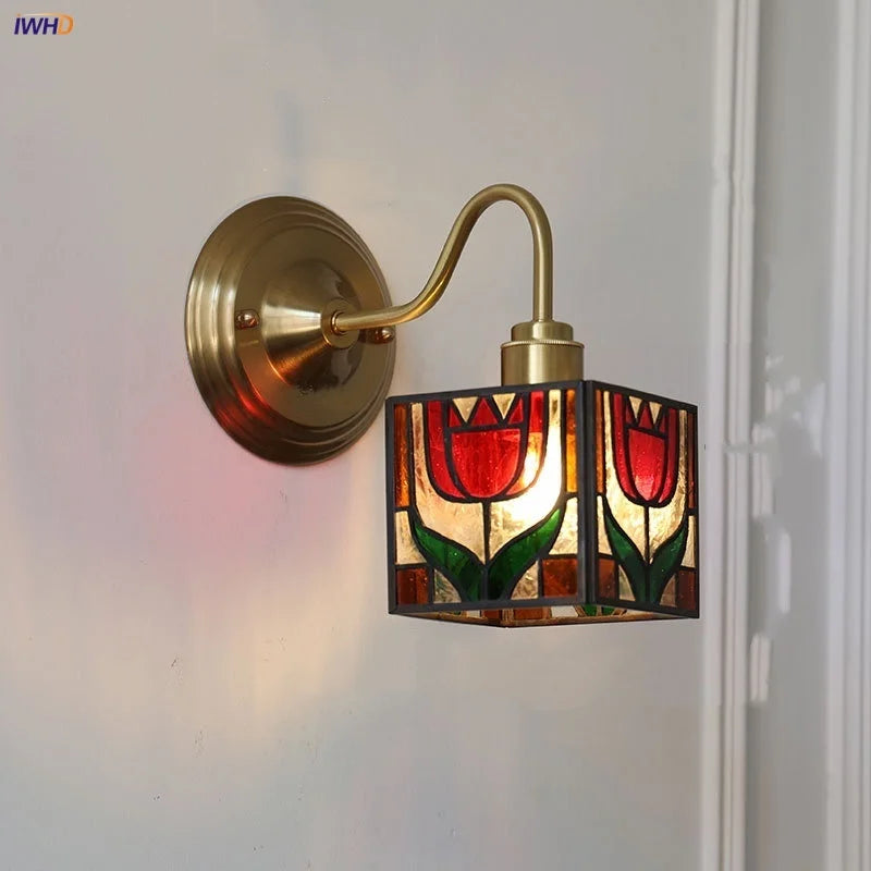 DecorBites™ Cube LED Wall Sconce Copper Glass Retro Vintage Light E27 Mirrored Vanity