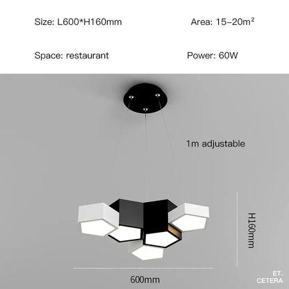 DecorBites™ Black White Diamond LED Ceiling Chandelier for Modern Home and Office