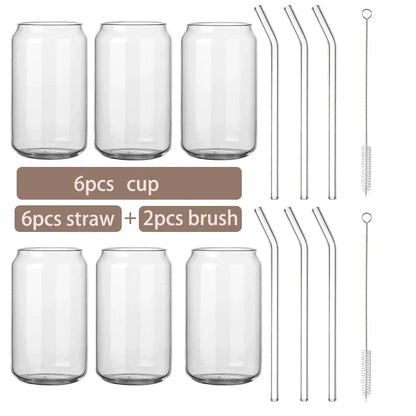DecorBites™ Glass Cup Set with Bamboo Lid: Bubble Tea, Coffee, Wine, Milk Tea Mug.