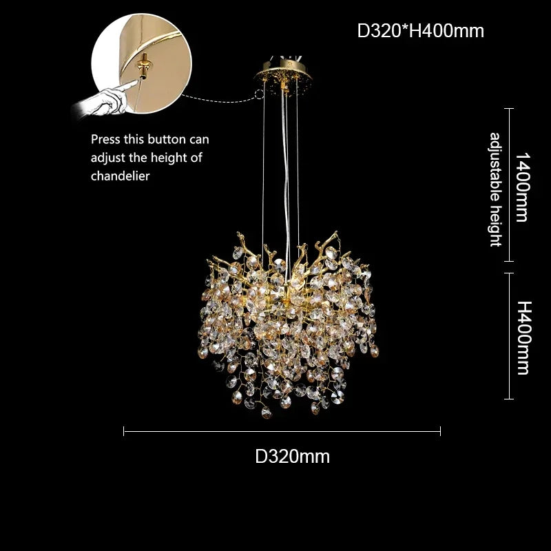 DecorBites™ Large Crystal Chandelier for Dining Room - Nordic LED Island Hanging Light