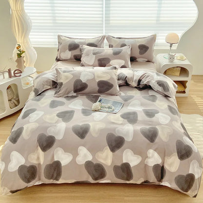 DecorBites™ Aloe Cotton Printed Bed Sets 4Pcs Soft Cozy Bedding Set for Adults
