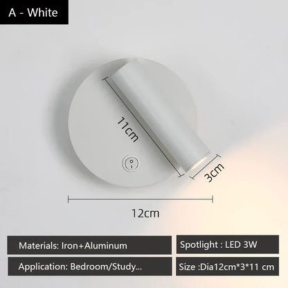 DecorBites™ Adjustable LED Wall Reading Lamp 3W Spotlight for Bedroom and Hotel