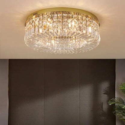 DecorBites™ Crystal Gold Ceiling Light for Dining Room, LED Chandeliers Living Room Decoration