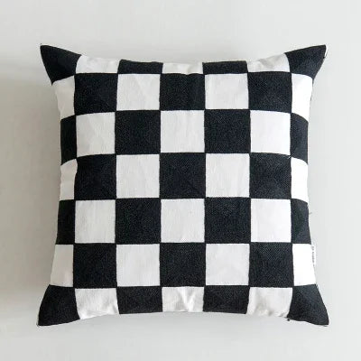 DecorBites™ Black White Embroidered Cushion Cover 45x45cm Sofa Bed Chair Home Decor