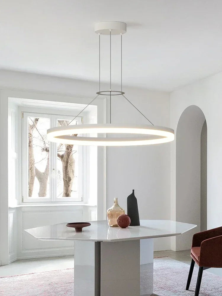 DecorBites™ Black Ring LED Pendant Chandelier for Living Room, Bedroom, Kitchen - Modern Minimalist Lighting
