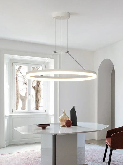 DecorBites™ Black Ring LED Pendant Chandelier for Living Room, Bedroom, Kitchen - Modern Minimalist Lighting
