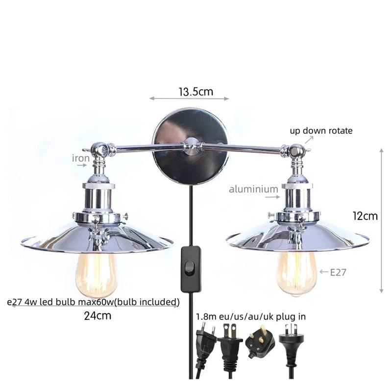 DecorBites™ Dual Head Pink LED Wall Light for Bedroom Decor & Hotel Industrial Style