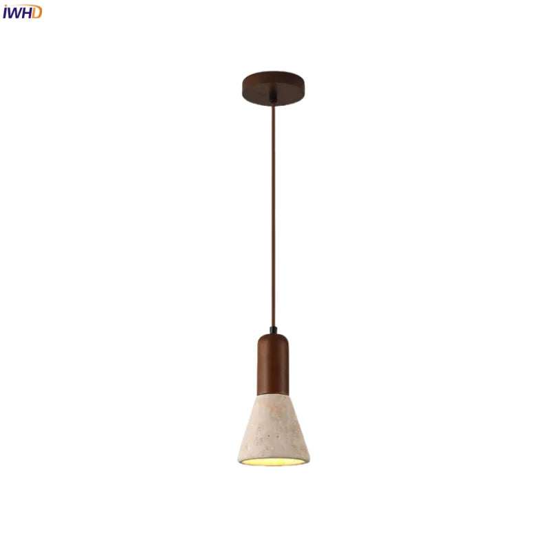 ™ Japanese Vintage LED Pendant Light, Yellow Travertine Wabi Sabi Hanging Lamp