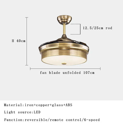 DecorBites™ Copper Bronze Ceiling Fan Light Remote Control 6-speed Reversible Silent Design