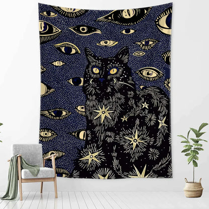 DecorBites™ Cat Eyes Tapestry Wall Hanging Abstract Psychedelic Witchcraft Bohemian Home Decor