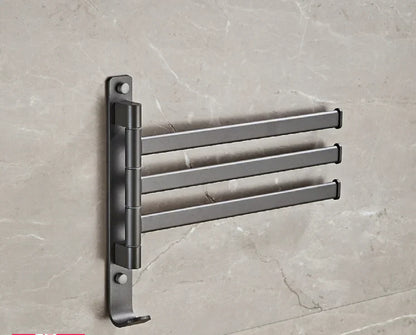 DecorBites™ Gray Aluminum Swivel Towel Hanger: Wall Mounted Folding Bathroom Towel Bar