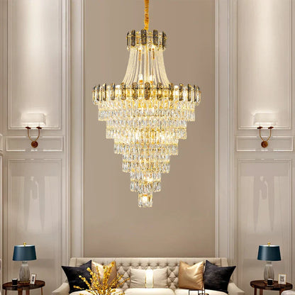 DecorBites™ Crystal Chandelier: Stylish High Spiral Staircase Pendant Lighting