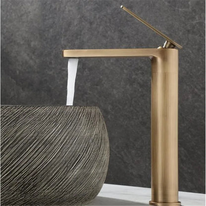 DecorBites™ Antique Bronze Basin Faucet Deck Mounted Hot & Cold Brass Bathroom Sink Mixer Tap