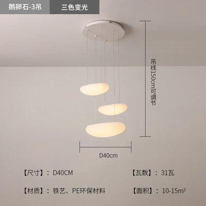 DecorBites™ LED Pebble Pendant Light: Stylish White Chandelier for Living Room, Bedroom, and Restaurant Décor.