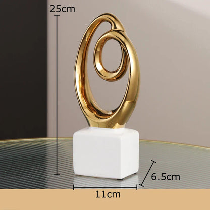 DecorBites™ Gold Chain Abstract Ceramic Statue Desk Decoration Ornaments Sculpture Aesthetics