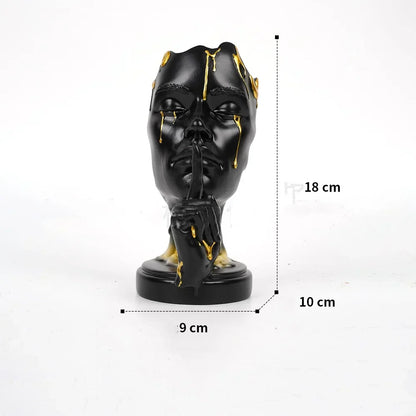 DecorBites™ Abstract Face Mask Silence Gold Resin Statue Home Decor Figurine