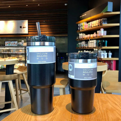 DecorBites™ Coffee Cup Thermos with Straw - Hot Drink Heat Preservation Mug