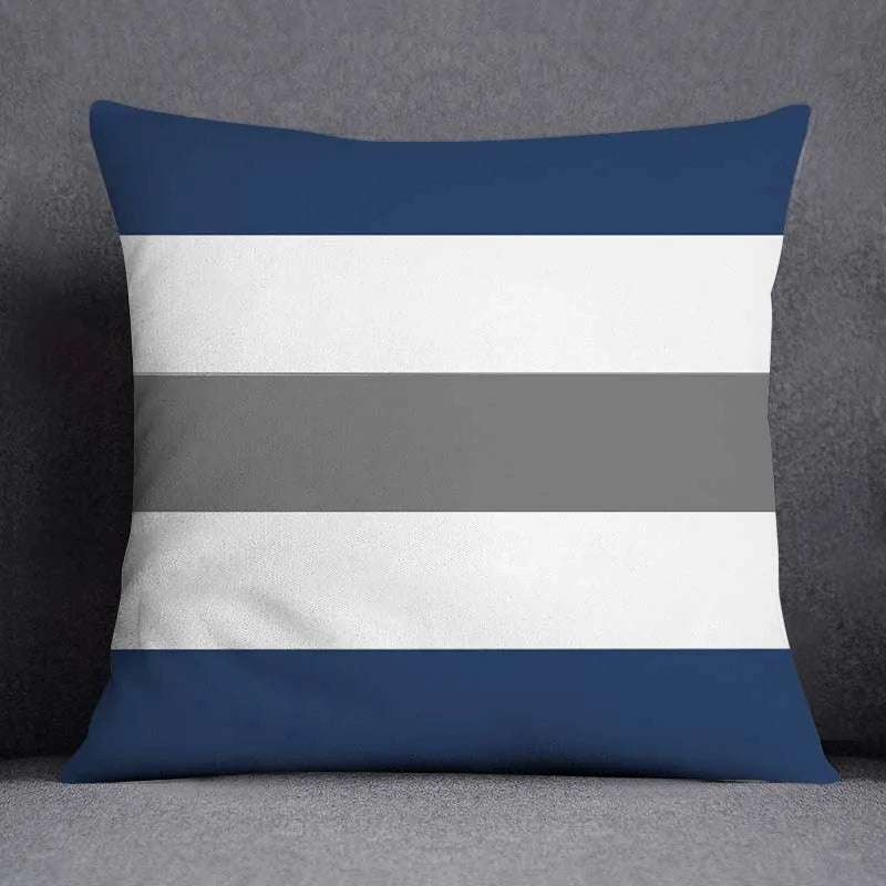 DecorBites™ Blue Geometric Floral Design Pillowcase - Modern Home Decor Cushion Cover