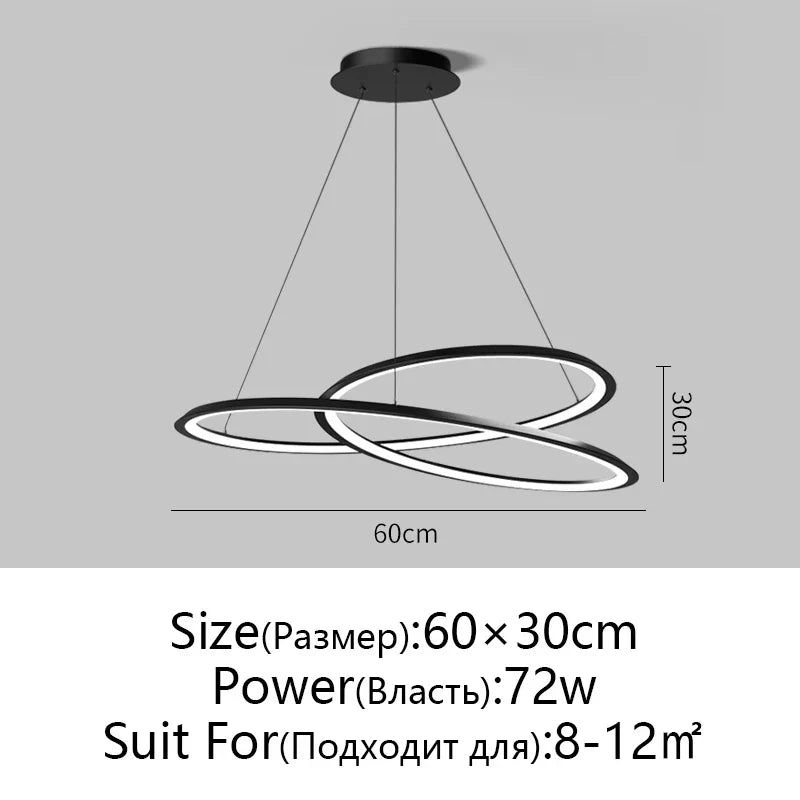 DecorBites™ Circular Black/White Chandelier for Living, Dining, and Kitchen Room