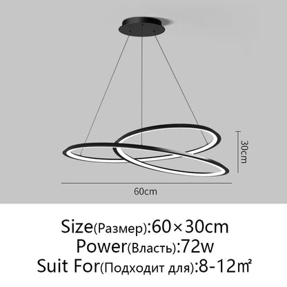 DecorBites™ Circular Black/White Chandelier for Living, Dining, and Kitchen Room