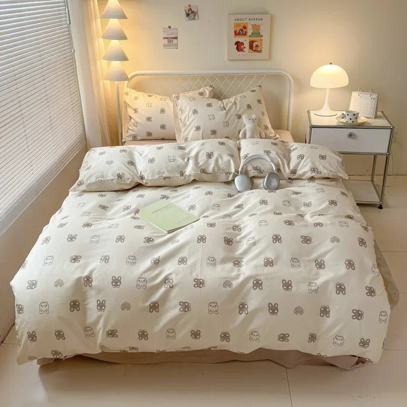 DecorBites™ Children Cartoon Print Bedding Set, Double-Layer Yarn Quilt Cover, Cozy Bedroom Decor