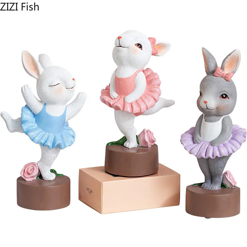 DecorBites™ Ballet Rabbit Dancer Sculpture - Cute Ballerina Statue for Modern Desk Decor
