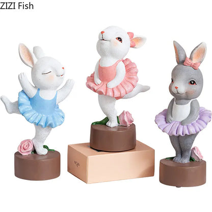 DecorBites™ Ballet Rabbit Dancer Sculpture - Cute Ballerina Statue for Modern Desk Decor